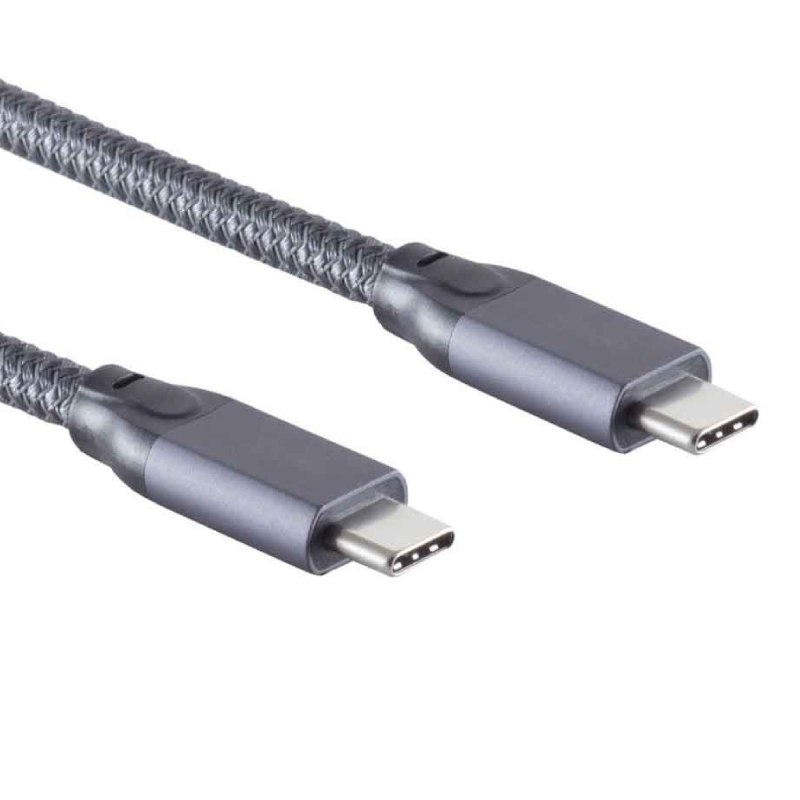 USB-C naar USB-C Kabel - USB 3.2 Gen 2x2 - Nylon Sleeve - 1 meter - Zwart