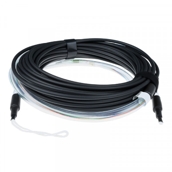 ACT Multimode indoor/outdoor kabel - 50/125 - OM3 - 4-voudig - LC Connectoren - 170 meter - Zwart