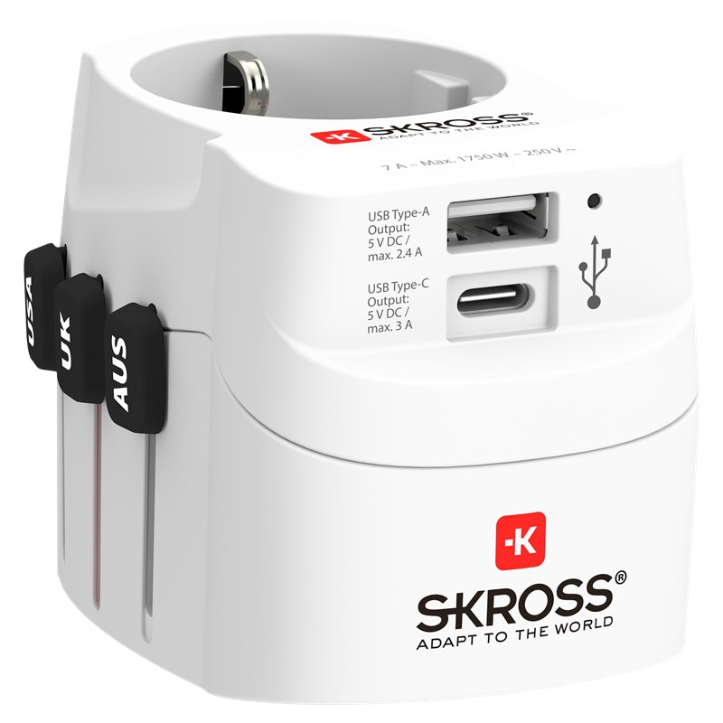 Skross 1302472 Reisstekker PRO Light USB (AC) - World
