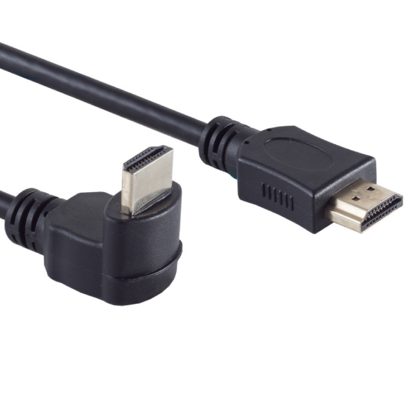 HDMI-Kabel Winkelstecker-Stecker 1,5m Kontakte vergoldet - schwarz - D