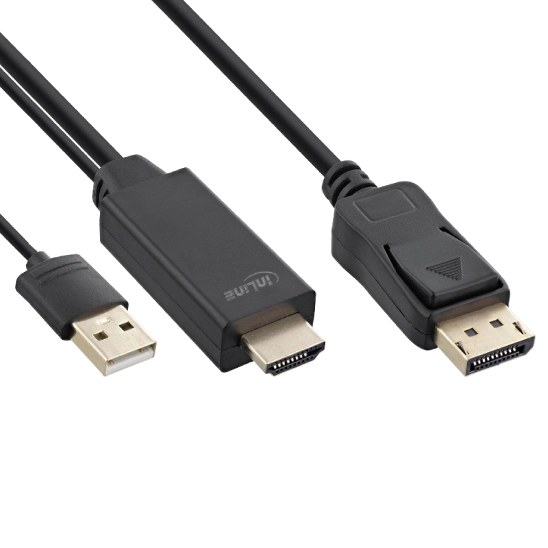 HDMI naar DisplayPort kabel - 4K 30Hz - Zwart - 0,5 meter