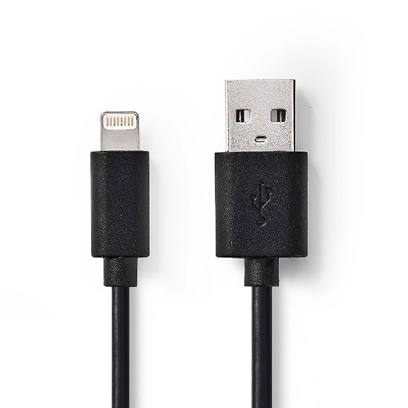 moe media walvis Lightning USB kabel voor Apple iPhone, iPad en iPod 2m Zwart