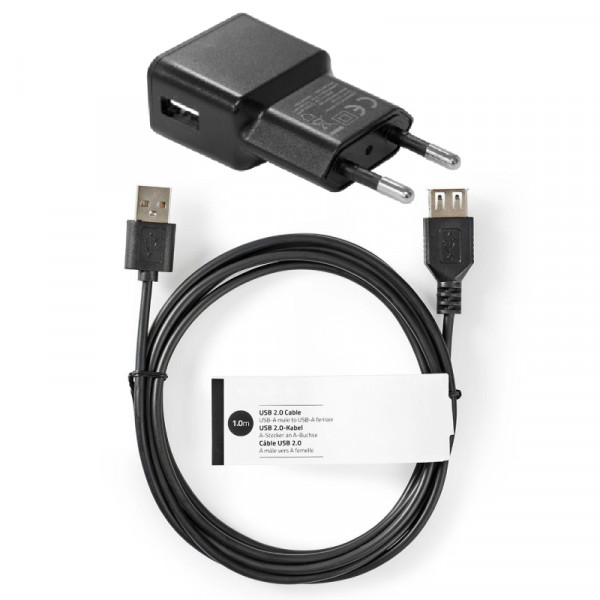 hoog kast Bemiddelaar USB Voedingsadapter voor Videodeurbel Gong - 5V - 1A - 5W - 3 meter - Zwart