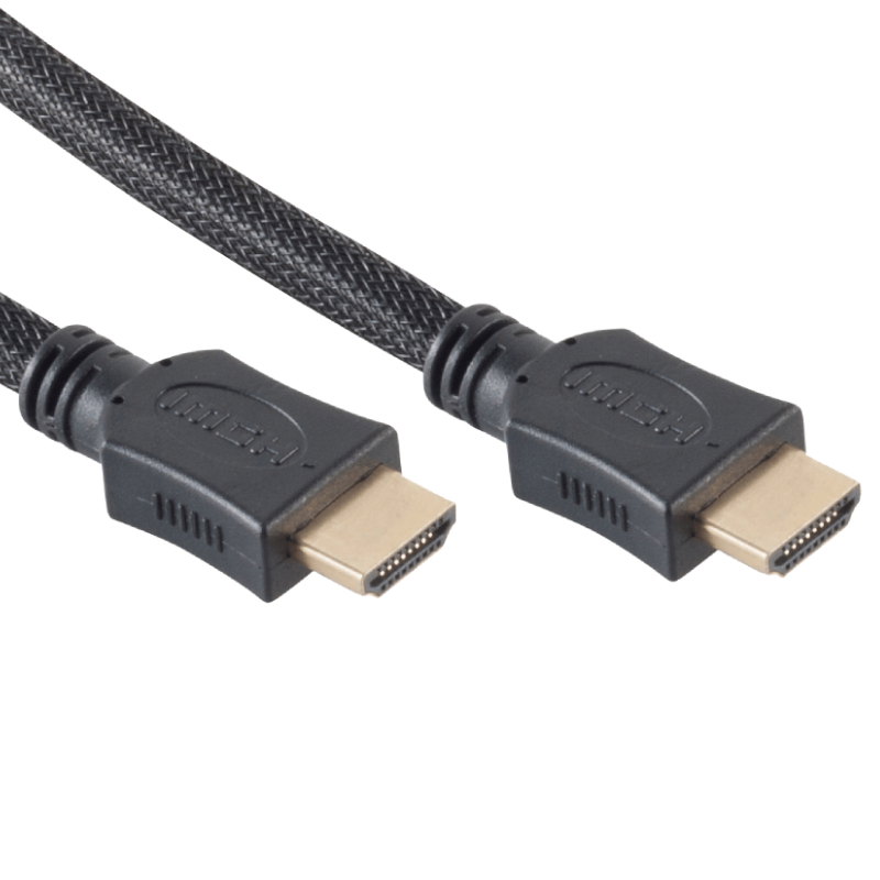 HDMI-Kabel - 1.4 vergoldet - 1,0m mit schwarzem Low Density Nylon Mant