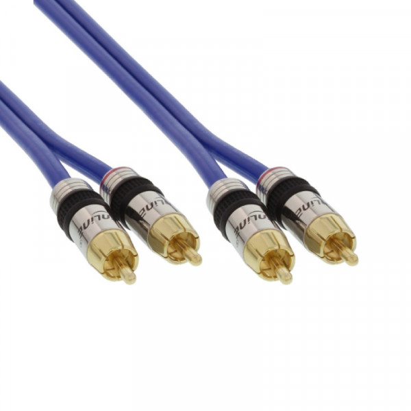 Stereo Tulp Kabel - Verguld - Premium - 25 meter - Blauw