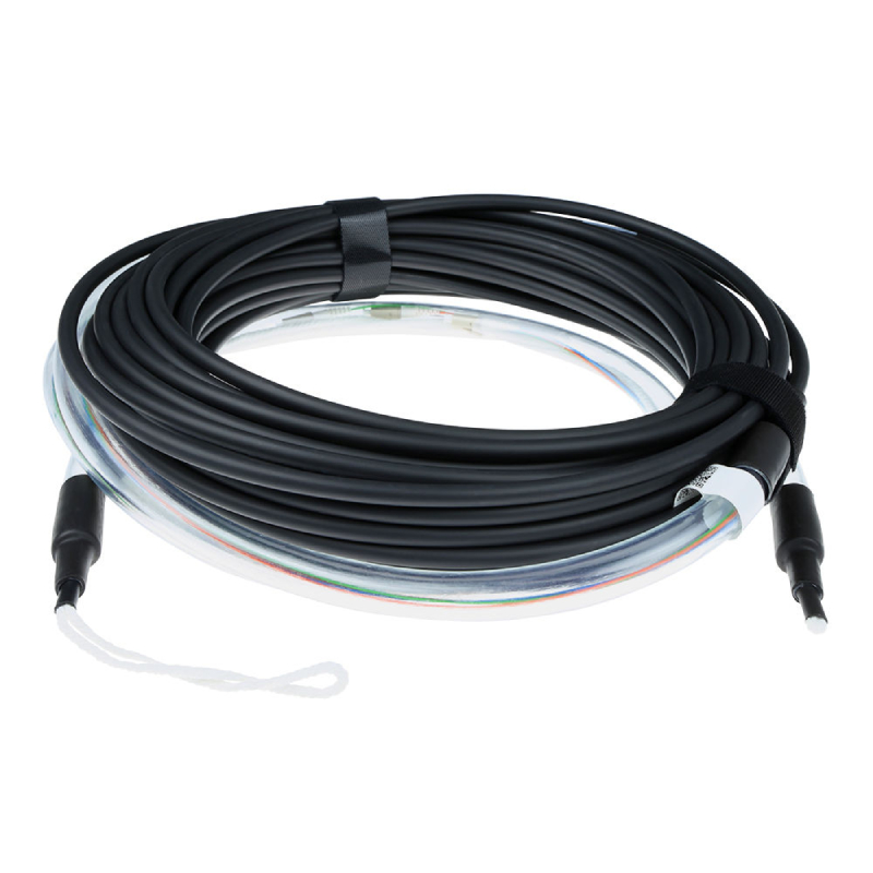 ACT Multimode indoor/outdoor kabel - 50/125 - OM4 - 12-voudig - LC Connectoren - 10 meter - Zwart