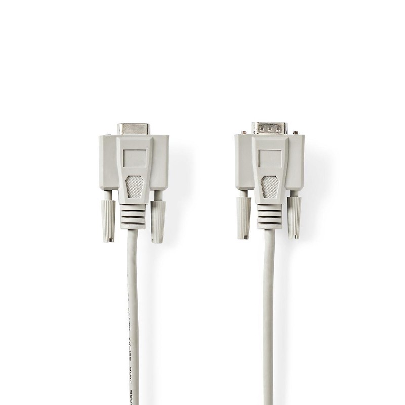 Seriële Kabel | D-SUB 9-Pins Male | D-SUB 9-Pins Female | Vernikkeld | 2.00 m | Rond | PVC | Ivoor