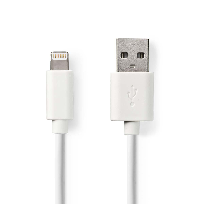 Lightning Kabel - USB 2.0 - Apple Lightning 8-Pins - USB-A Male - 480 Mbps - Vernikkeld - 3.00 m - Rond - PVC - Wit - Label