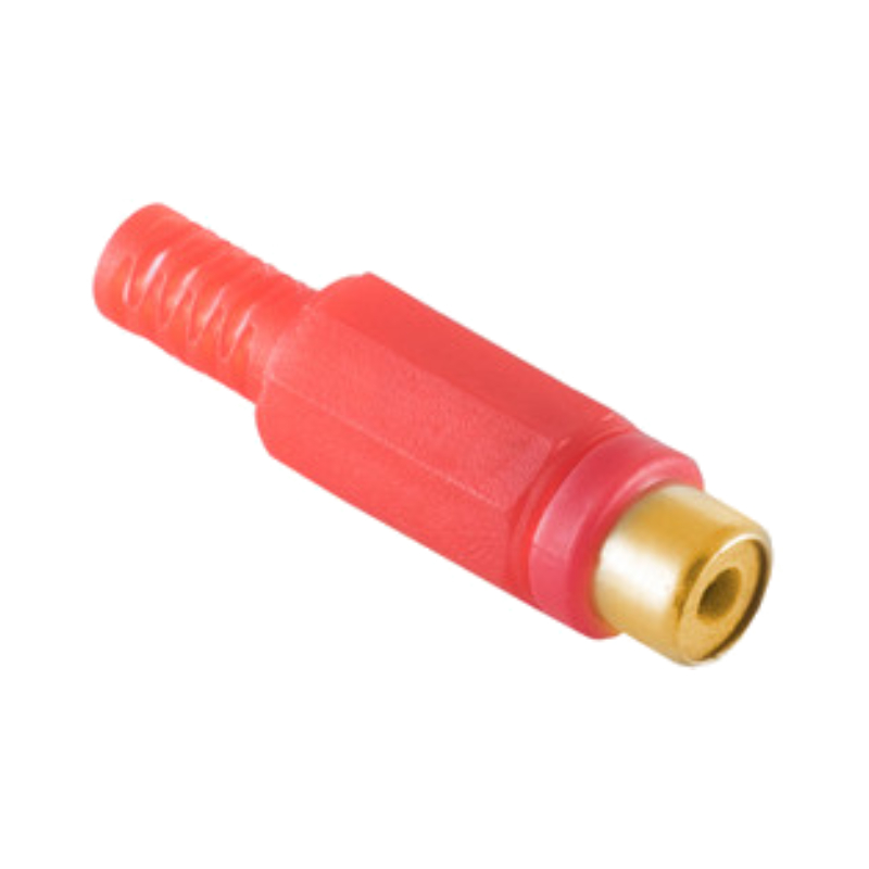 Tulp (v) audio/video connector - verguld - plastic / rood