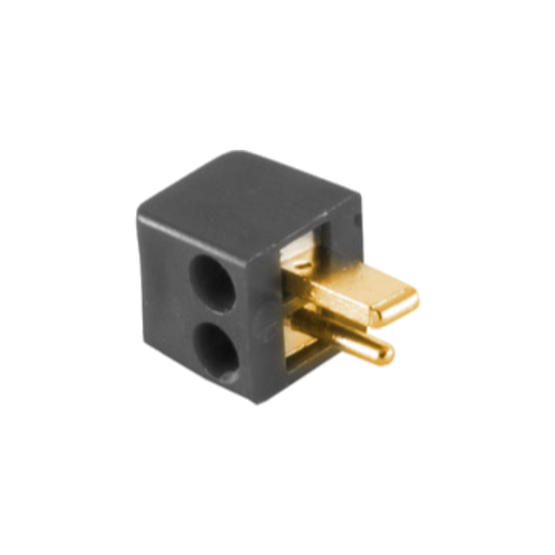 2-pin DIN Luidsprekerconnector (m) - Schroefbaar - Verguld - Zwart