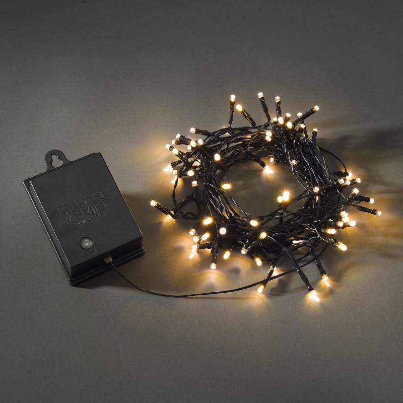 Vervagen Overgave Pijnboom Konstsmide LED Lichtsnoer op batterij - Amber - 7,9 meter - 80 LED's - IP44  - Zwart