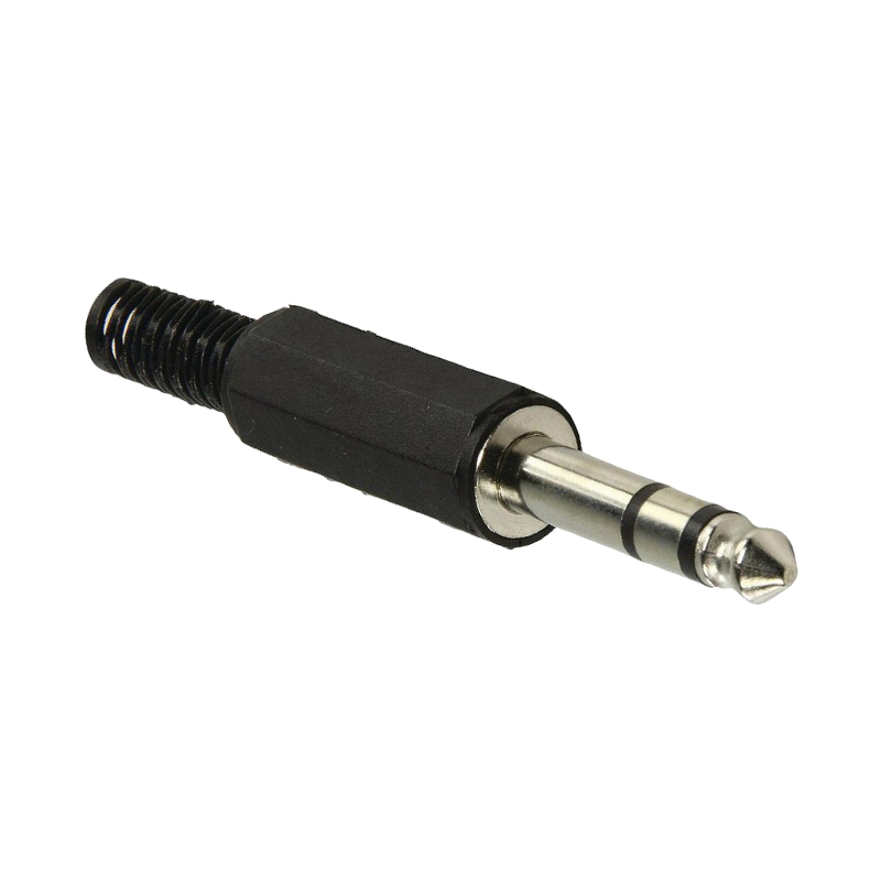 Soldeerbare 6,35mm Stereo Jack Connector (m) - Met Grommet - Zwart