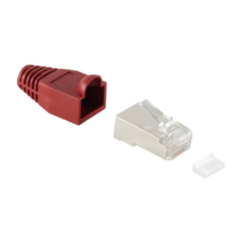 RJ45 Stekker met Rode Tule - CAT5 en CAT6 - Per stuk - 8P8C - STP