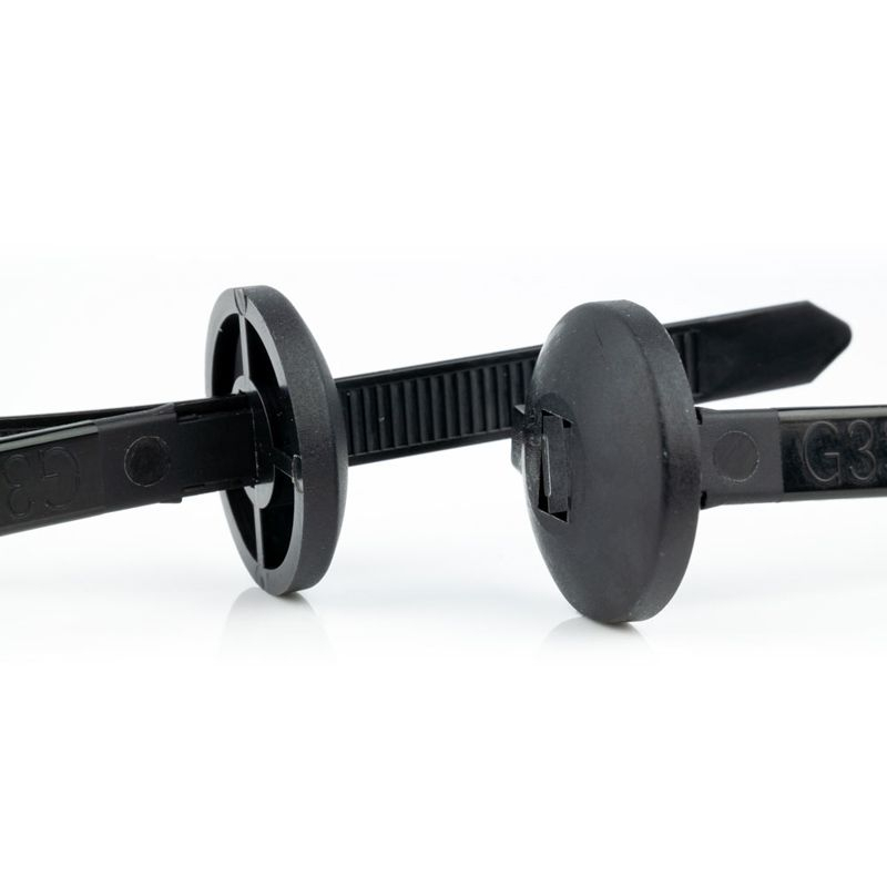 Kunststof kabelbinders - Met ronde sluitkop - 370 x 7,6mm - 100 stuks - UV bestendig - Zwart
